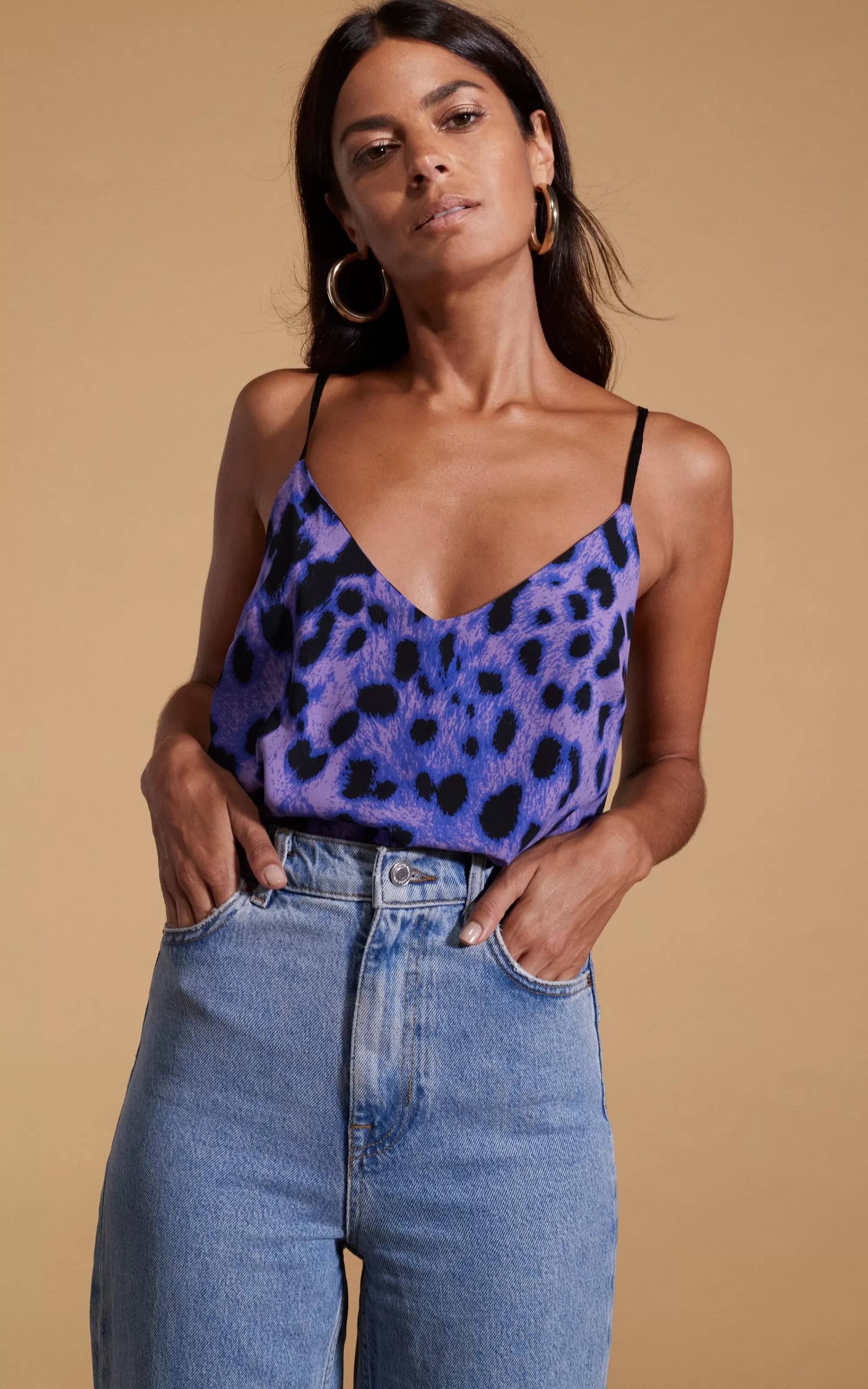 Tops>Dancing Leopard Birdie Cami Top In Lilac Leopard