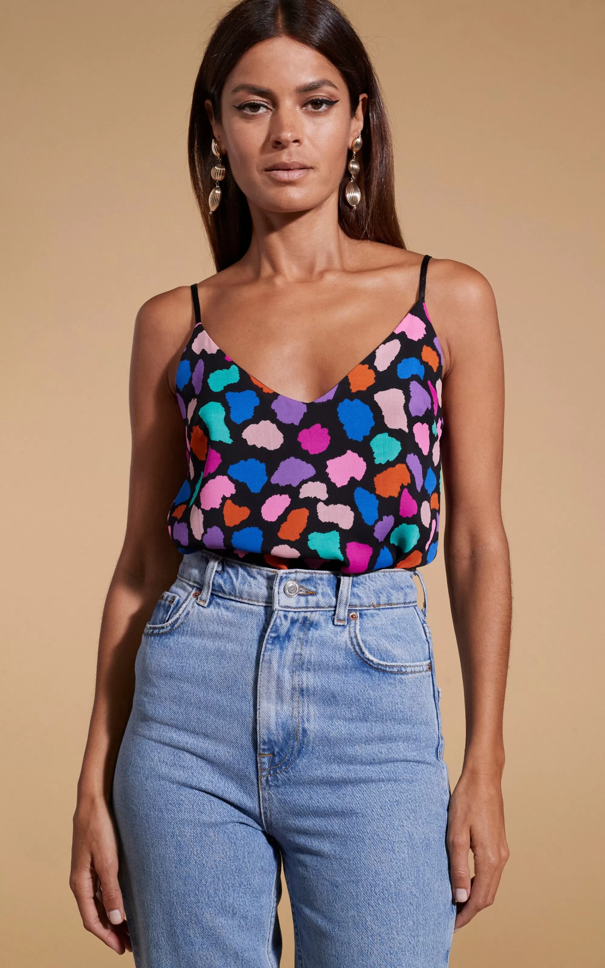 Tops>Dancing Leopard Birdie Cami Top In Multi Cloud