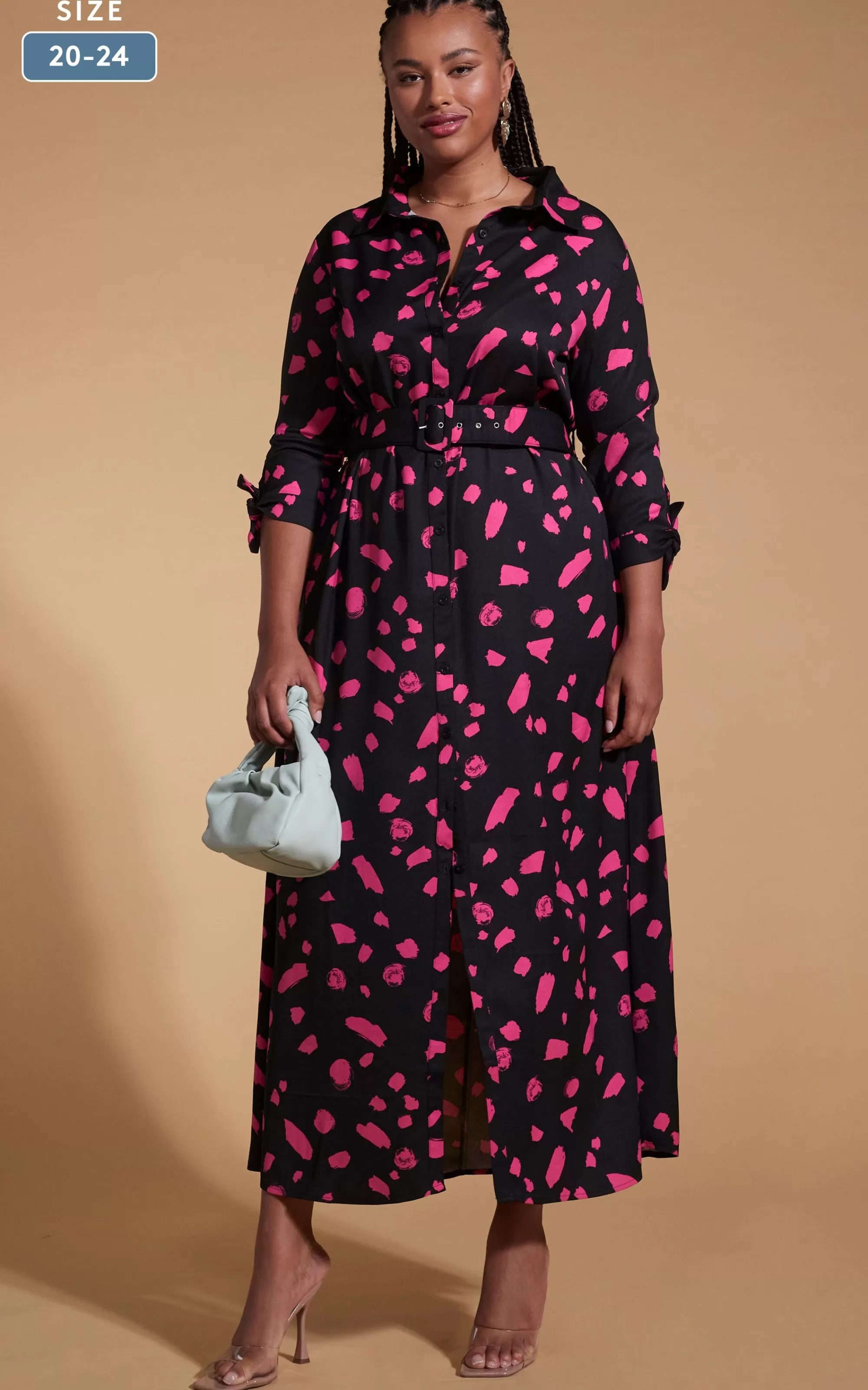 Dresses>Dancing Leopard Dove Dress In Abstract Dot Pink On Black- Extended Sizing
