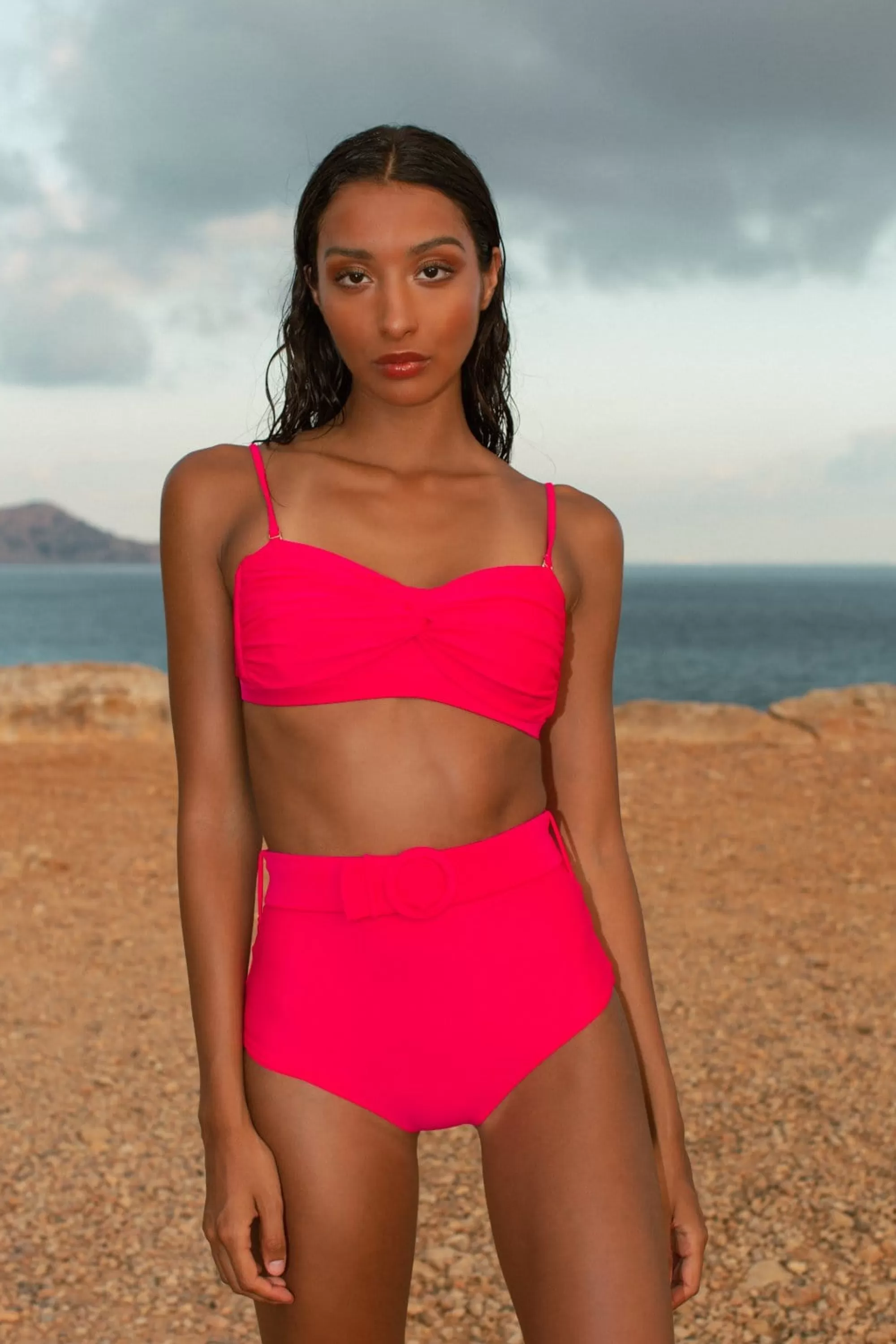 Swimwear>Dancing Leopard Halo Lalita Bandeau Bikini Top In Hot Pink