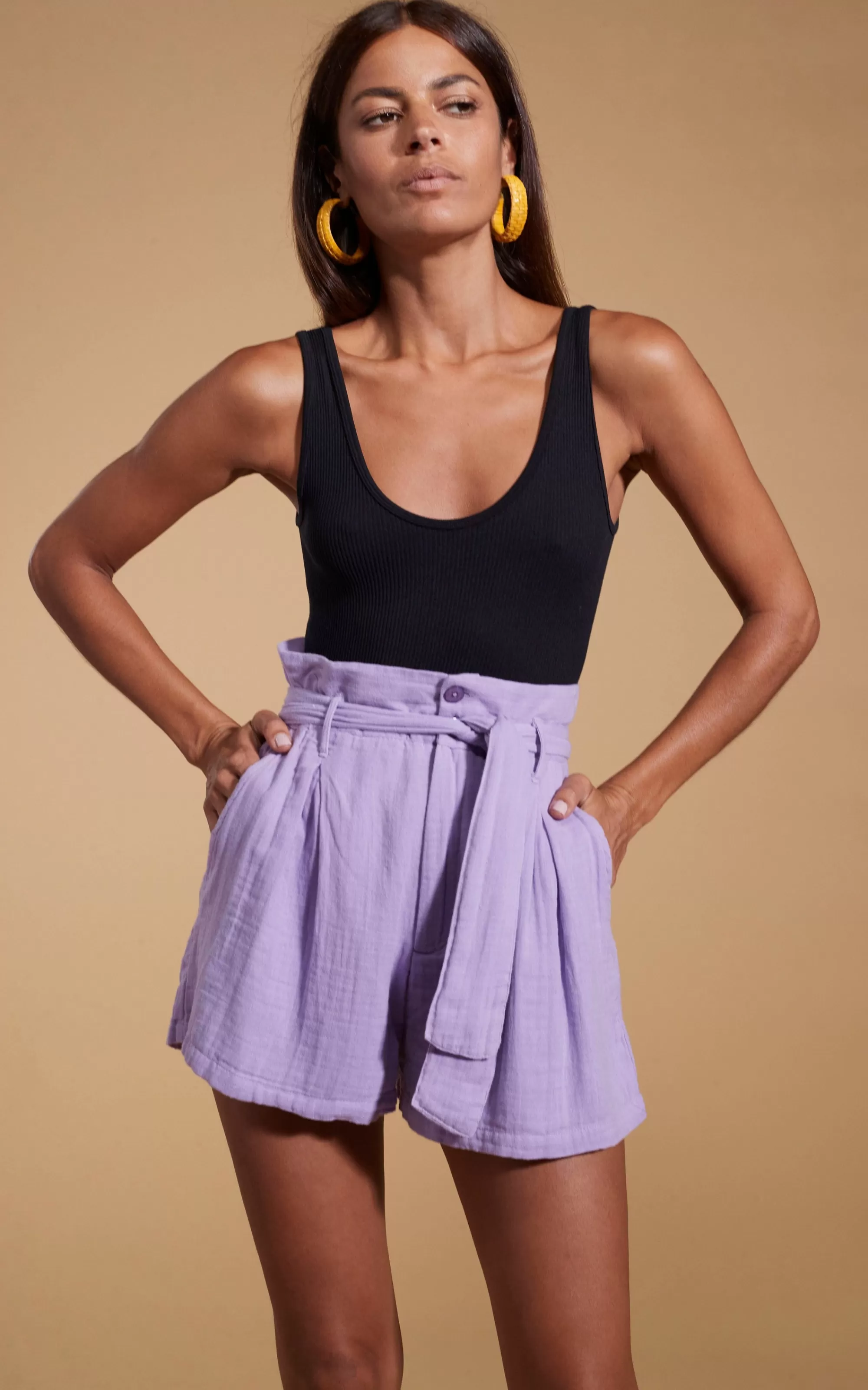 Shorts>Dancing Leopard Halo Nessie High-Waist Shorts In Lilac