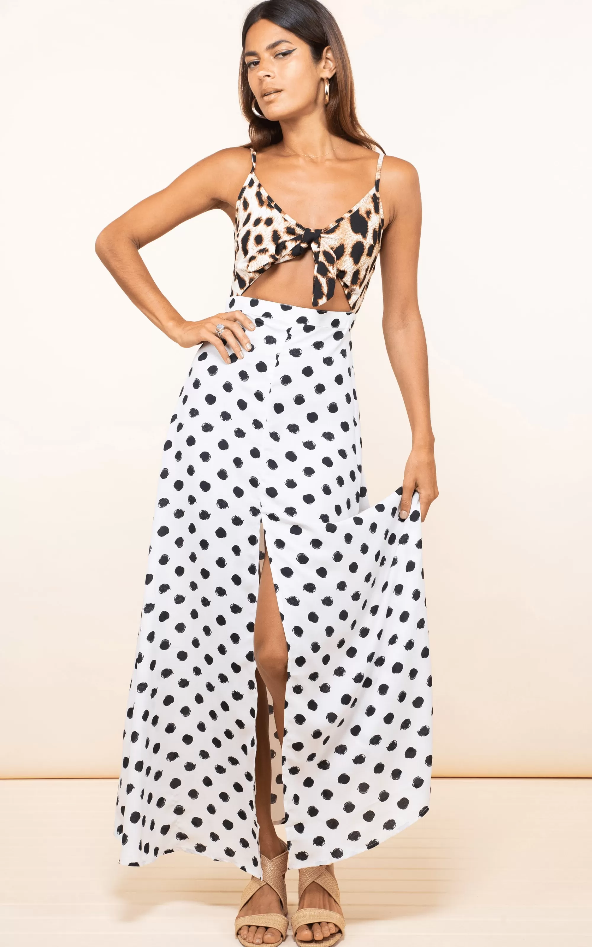 Dresses>Dancing Leopard Malibu Dress Polka Dot & Leopard